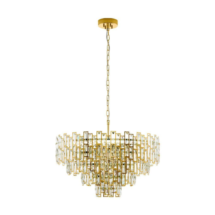 39614 çilçıraq qızılı polad şəffaf kristal 10X25W 159sm CALMEILLES