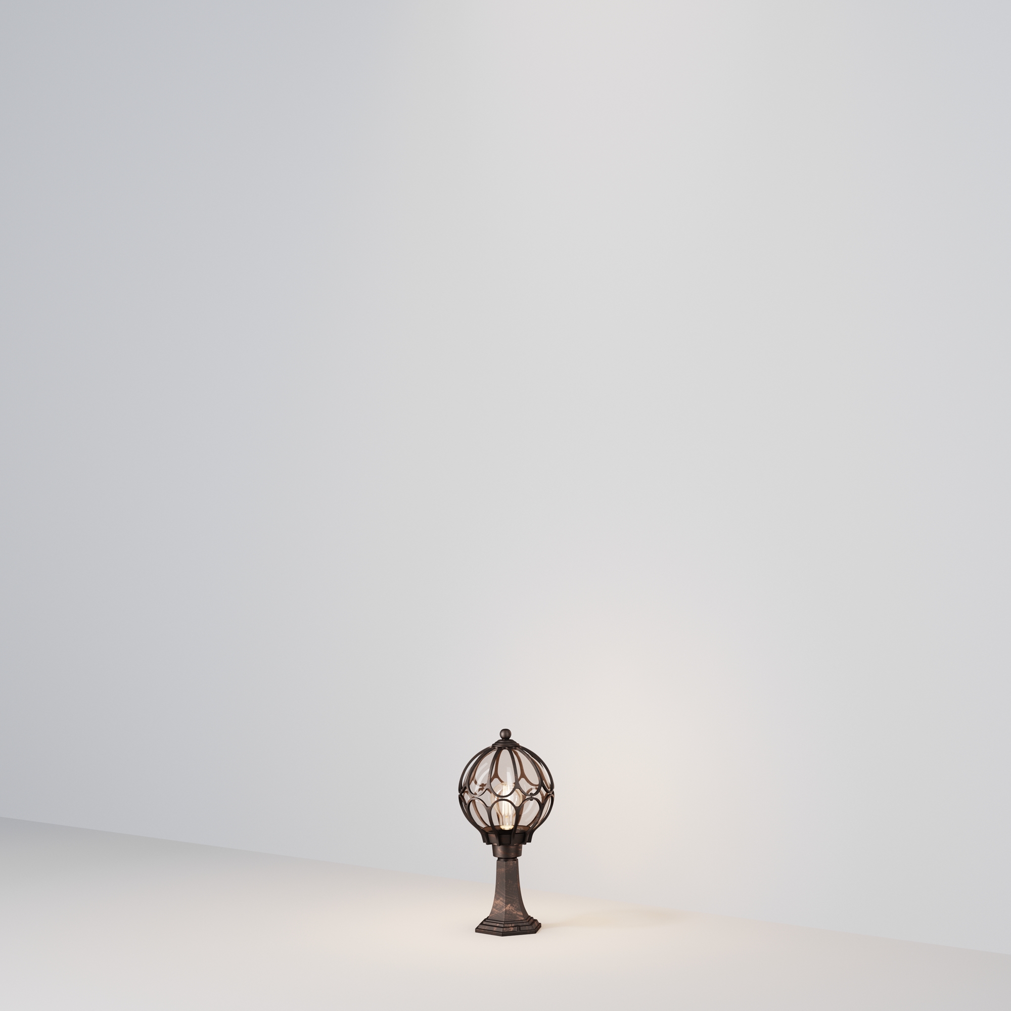 O024FL-01G Çöl yer lampası qızıl ləkəli qara alüminium 1X60Vt 46/D23sm VİA