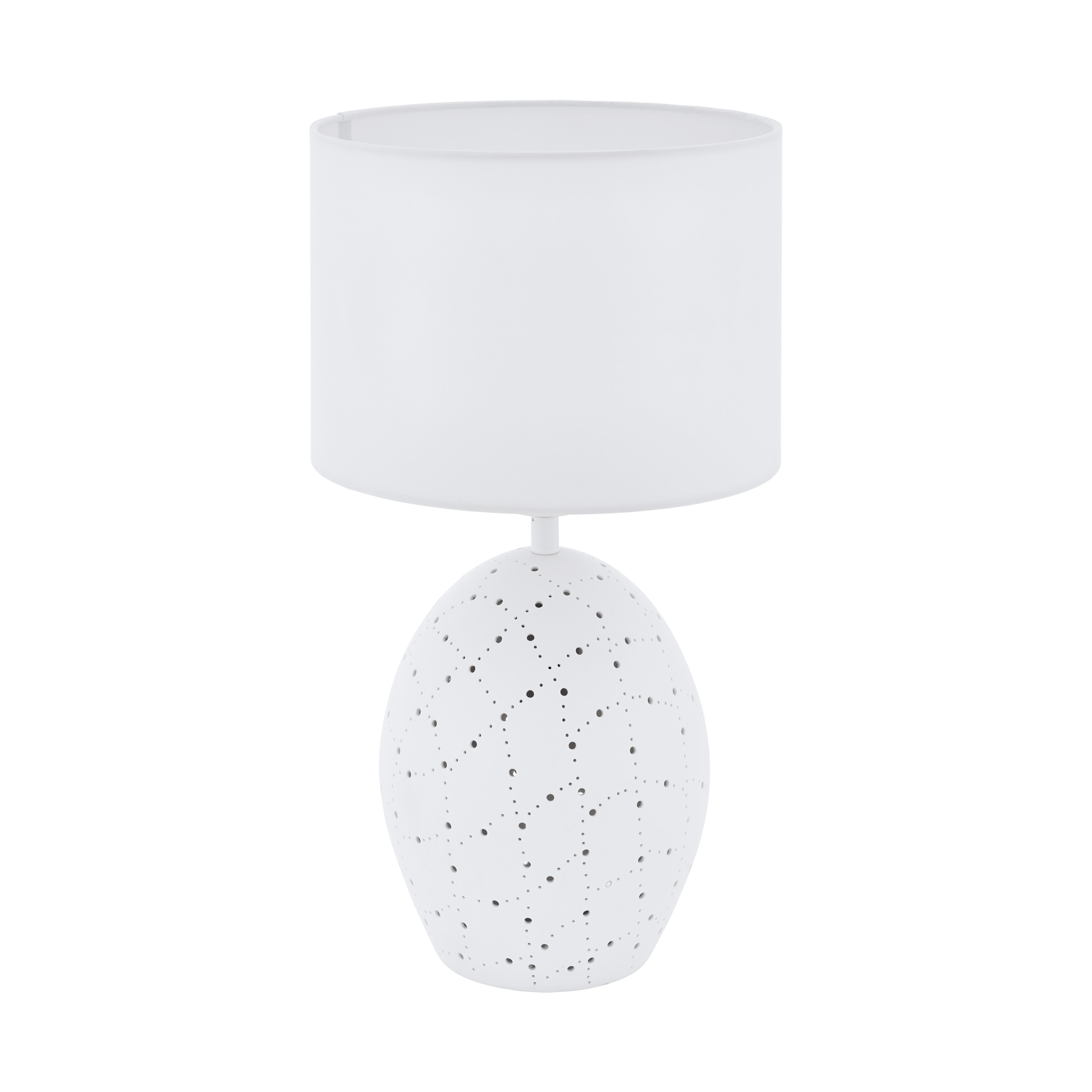 98382 Stolüstü lampa keramika tekstil ağ 2X60/7Vt 48/26 MONTALBANO