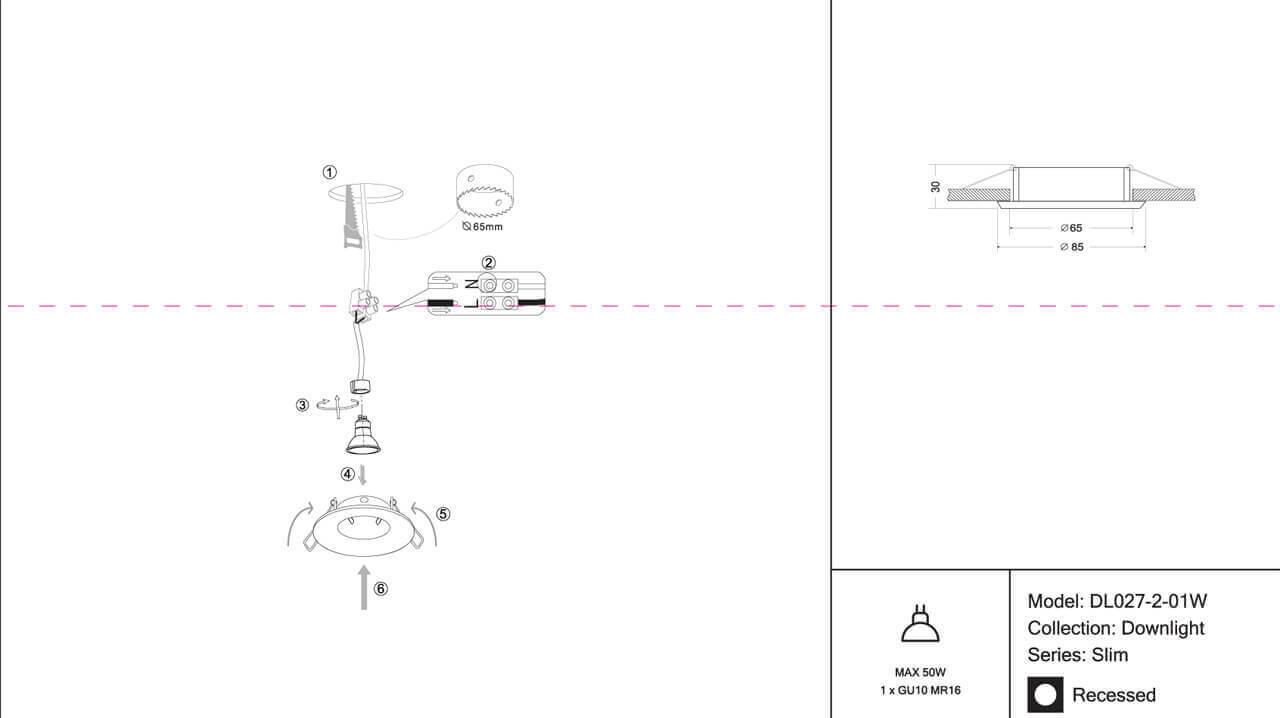 DL027-2-01W Spot ağ alüminium 1X10Vt 85/70mm SLİM