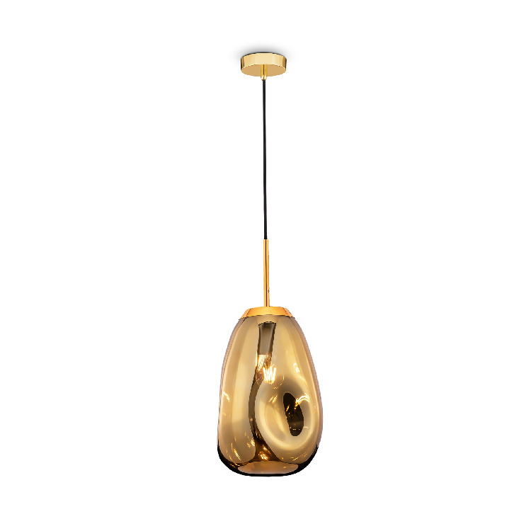 P013PL-01G Təkli asqı lampa qızılı metal qızılı şüşə 1X60Vt 50/60/170sm MABELL