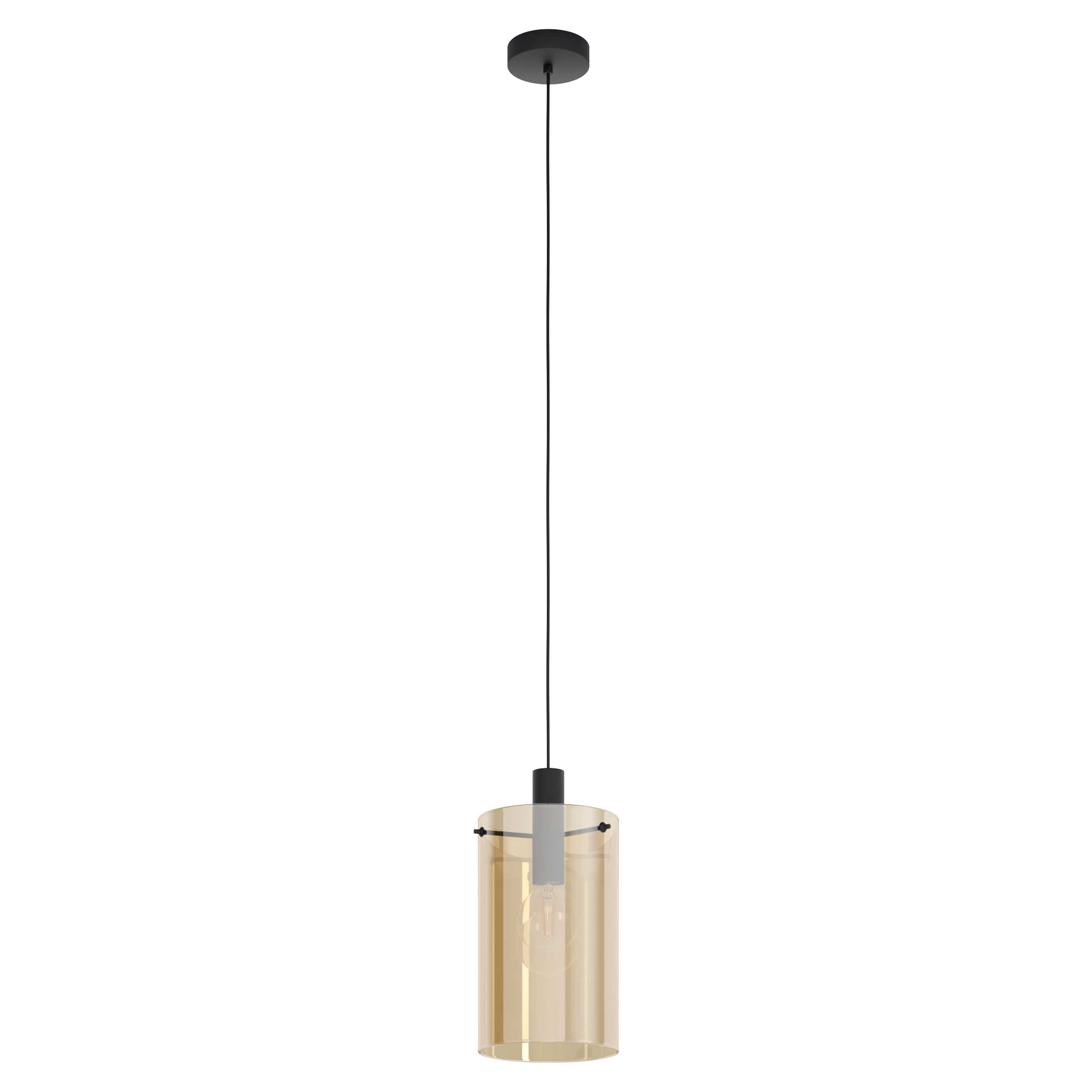 39537 Təkli asqı lampa kəhrəba rəngli şüşə 1X40W 150sm POLVERARA
