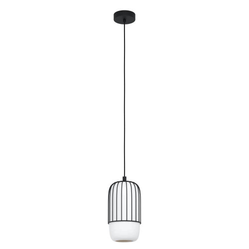 99618 Təkli asqı lampa qara polad ağ şüşə 1X40Vt(E27) 110sm MULEGES