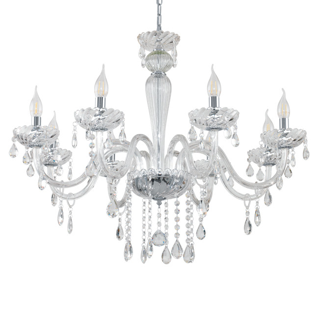 39108 Çilçıraq şəffaf şüşə 8X40W 126sm PAULARO