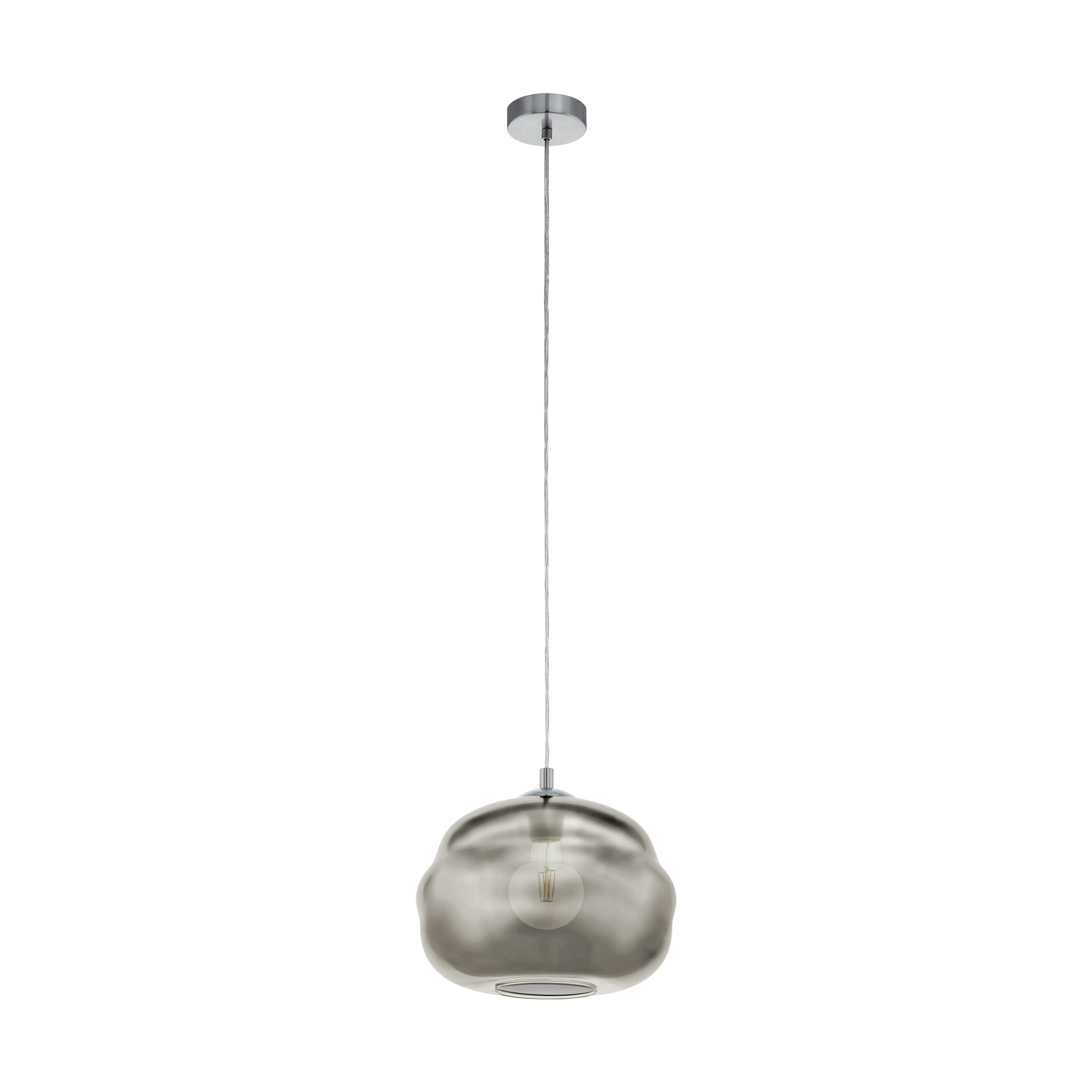 39534 Təkli asqı lampa xrom polad dumanlı şüşə 60W 110sm DOGATO