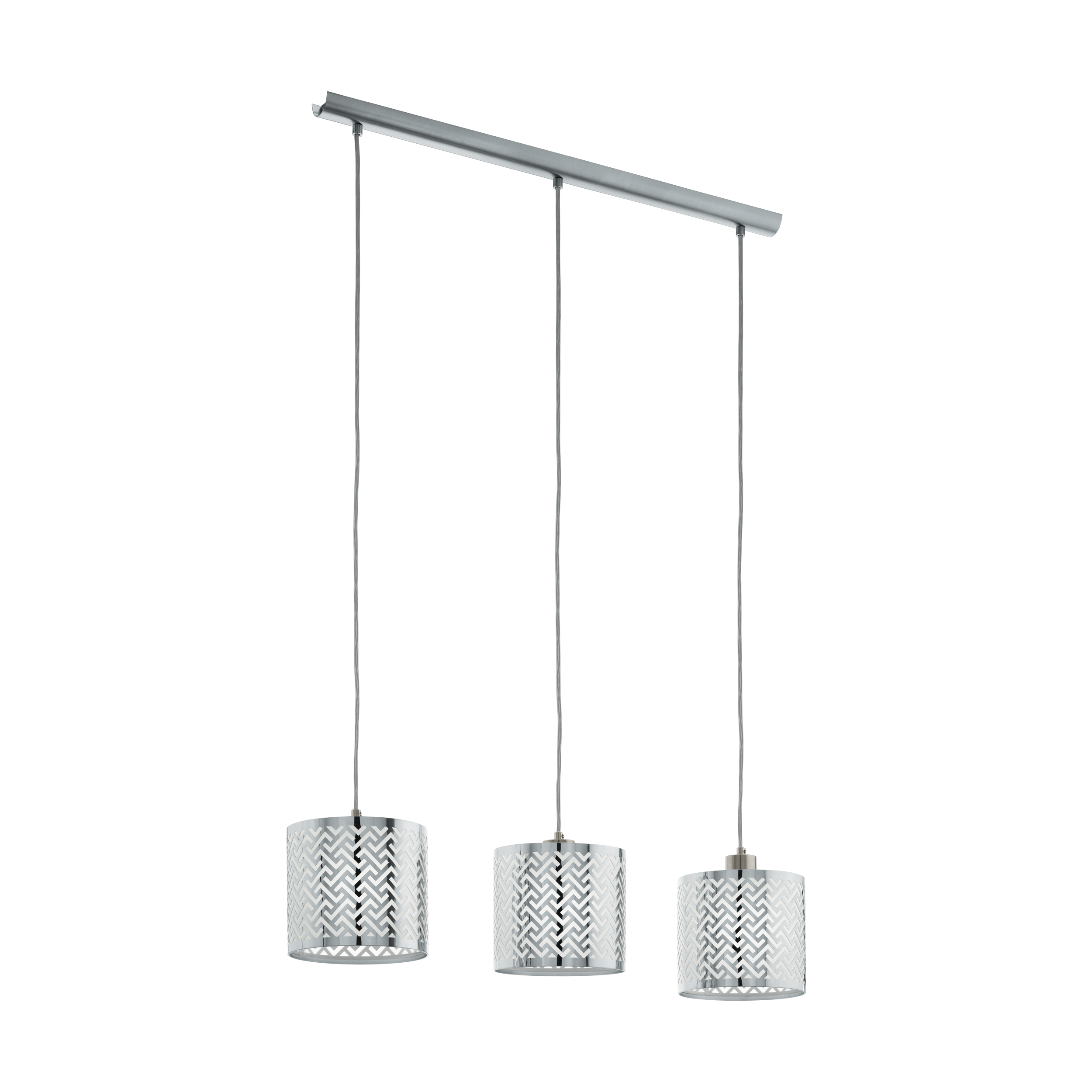 49166 Çilçıraq nikel metal şəffaf plastik  3x60W 110sm LEAMINGTON 1