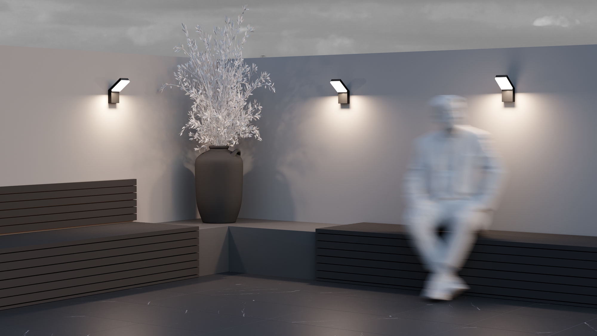 O595WL-L12B3K Çöl divar işığı qara alüminium ağ polimer 1X12Vt 27/22/10sm PASO