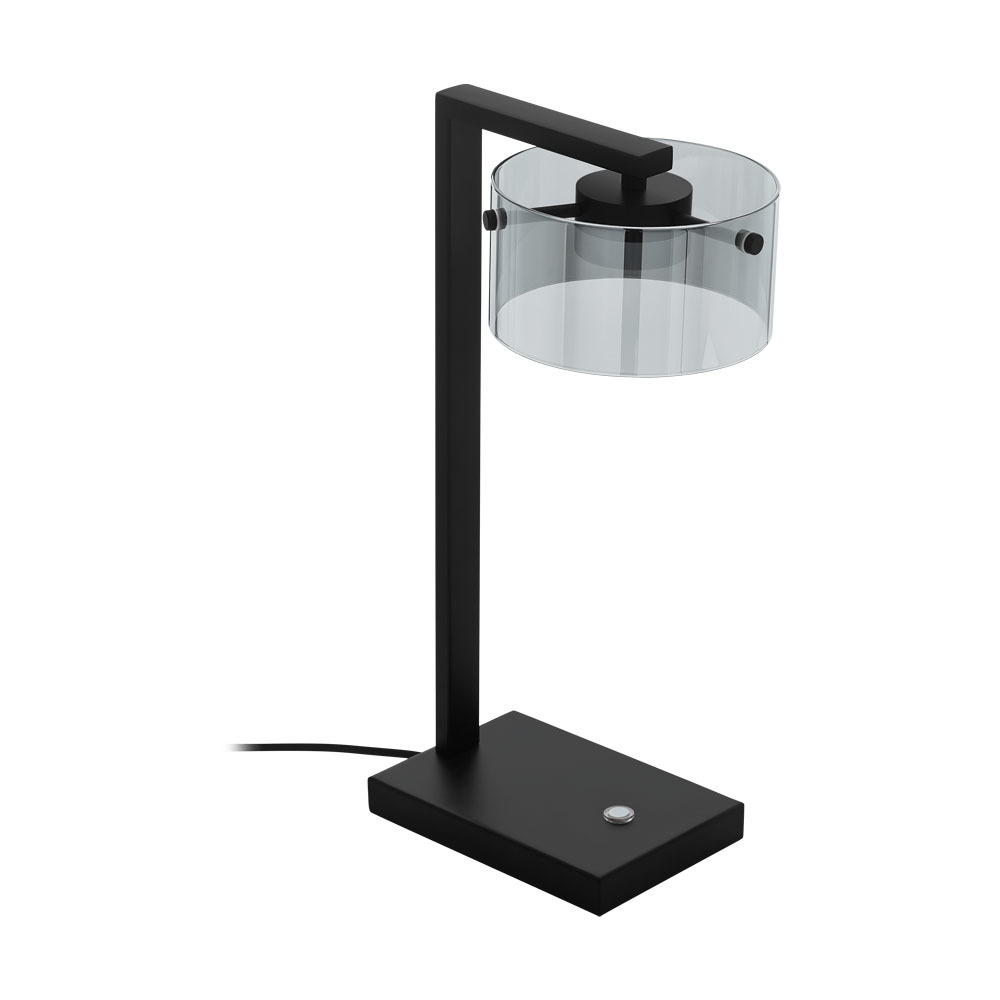 39877 Stolüstü lampa qara polad dumanlı şüşə 7,2W 42sm COPILLOS