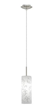 90047 Təkli asqı lampa nikel metal ağ şüşə 60W 110sm