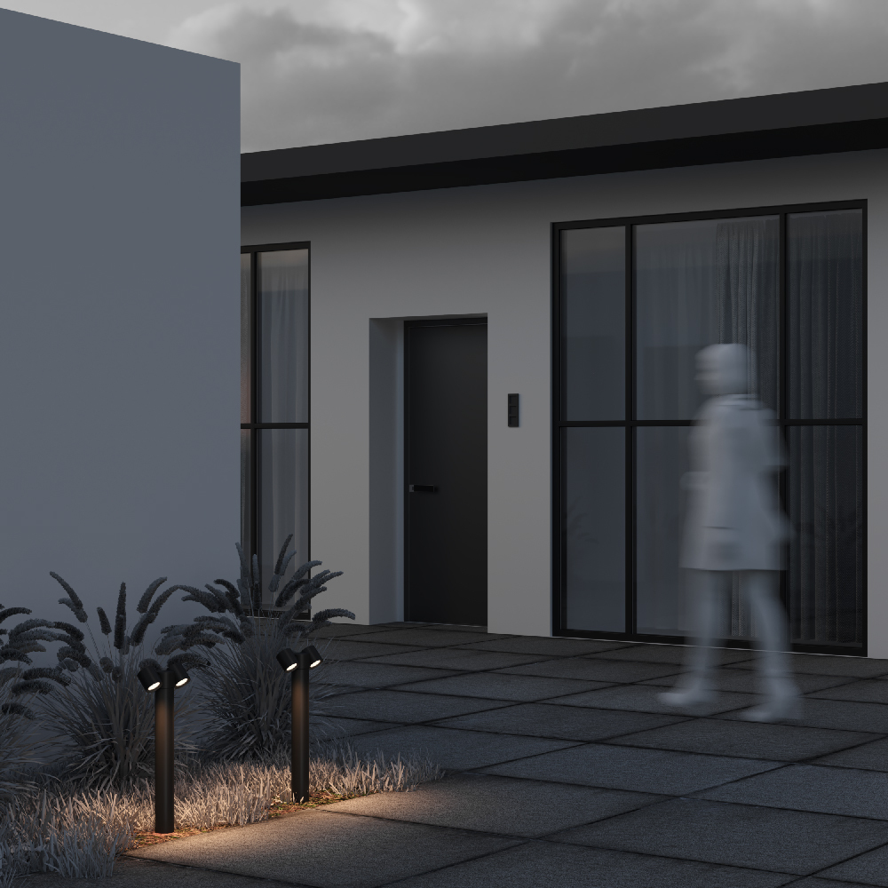 O010FL-02B Çöl işıq dirəyi qara alüminium 2X50Vt 55/20.5sm WALL STREET