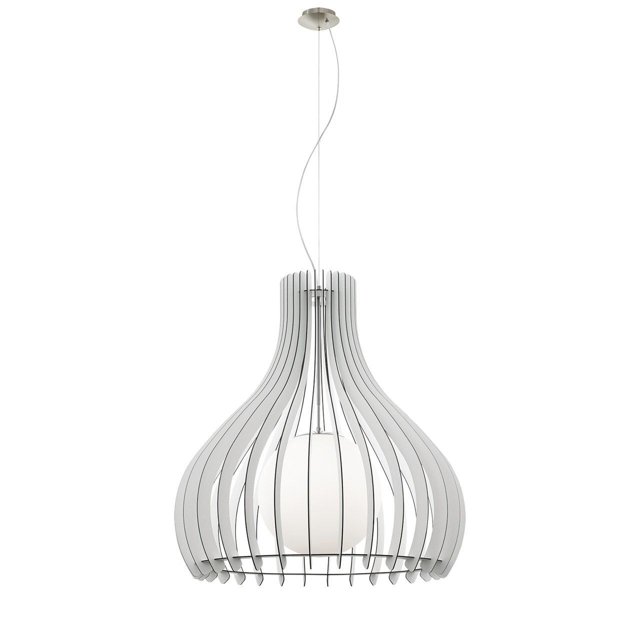 96213 Çilçıraq mat nikel polad ağ taxta 1X60W (E27) 300sm TINDORI