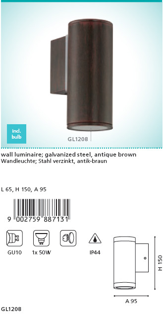 88713 Çöl divar lampası GU10 1X50W RIGA