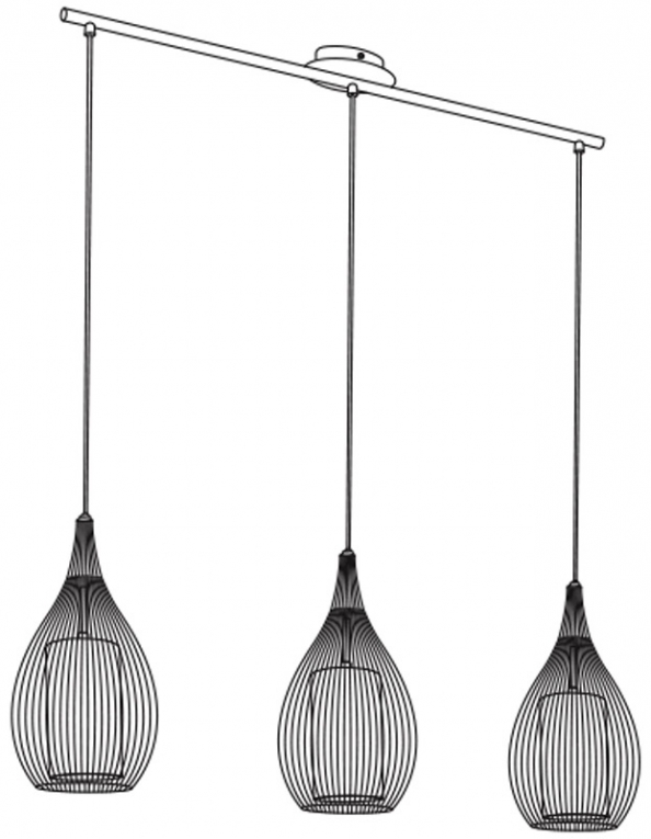 94389 çilçıraq ağ qara şüşə 3x60W E27 110sm RAZONI