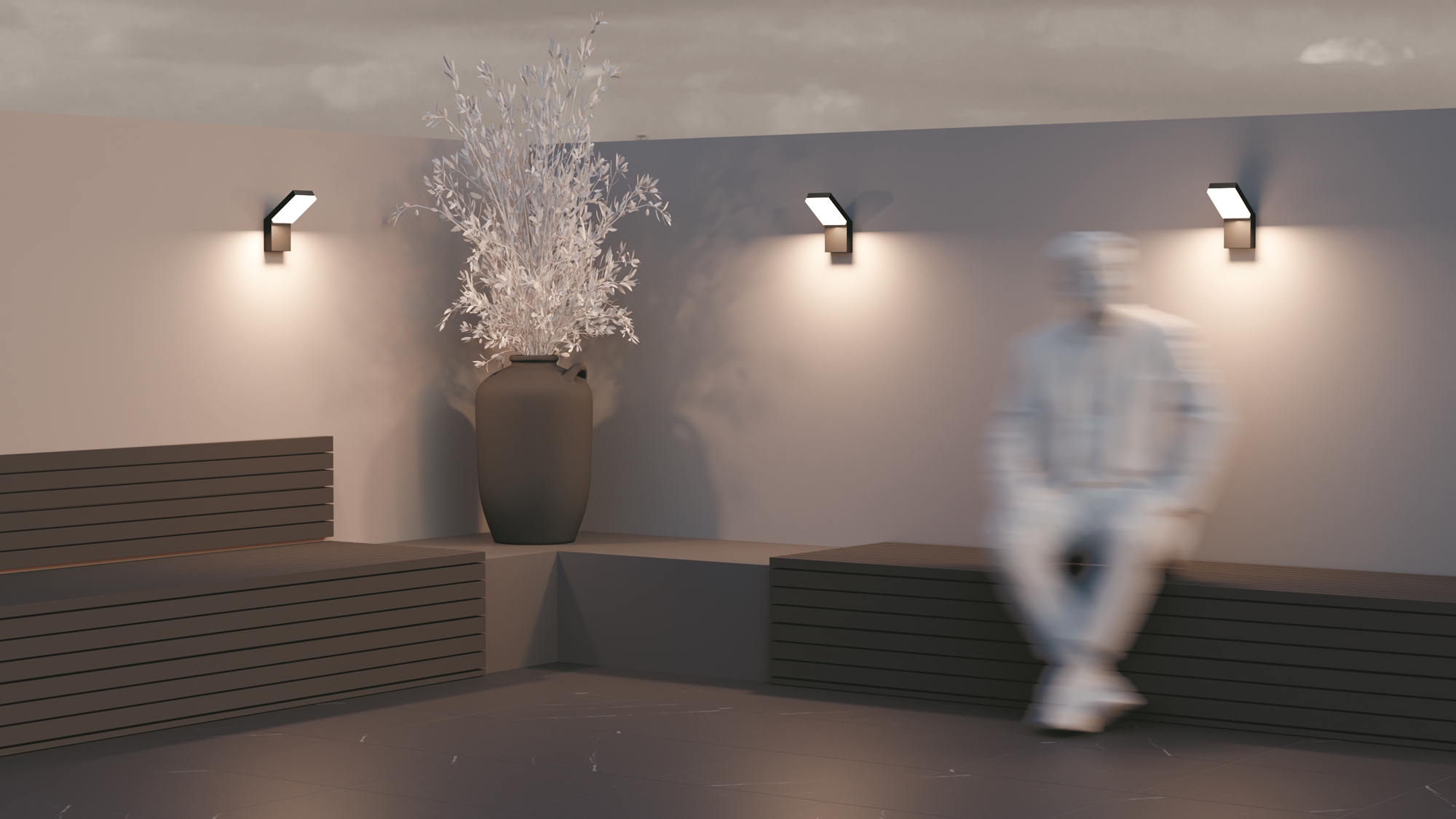 O595WL-L12B3K Çöl divar işığı qara alüminium ağ polimer 1X12Vt 27/22/10sm PASO