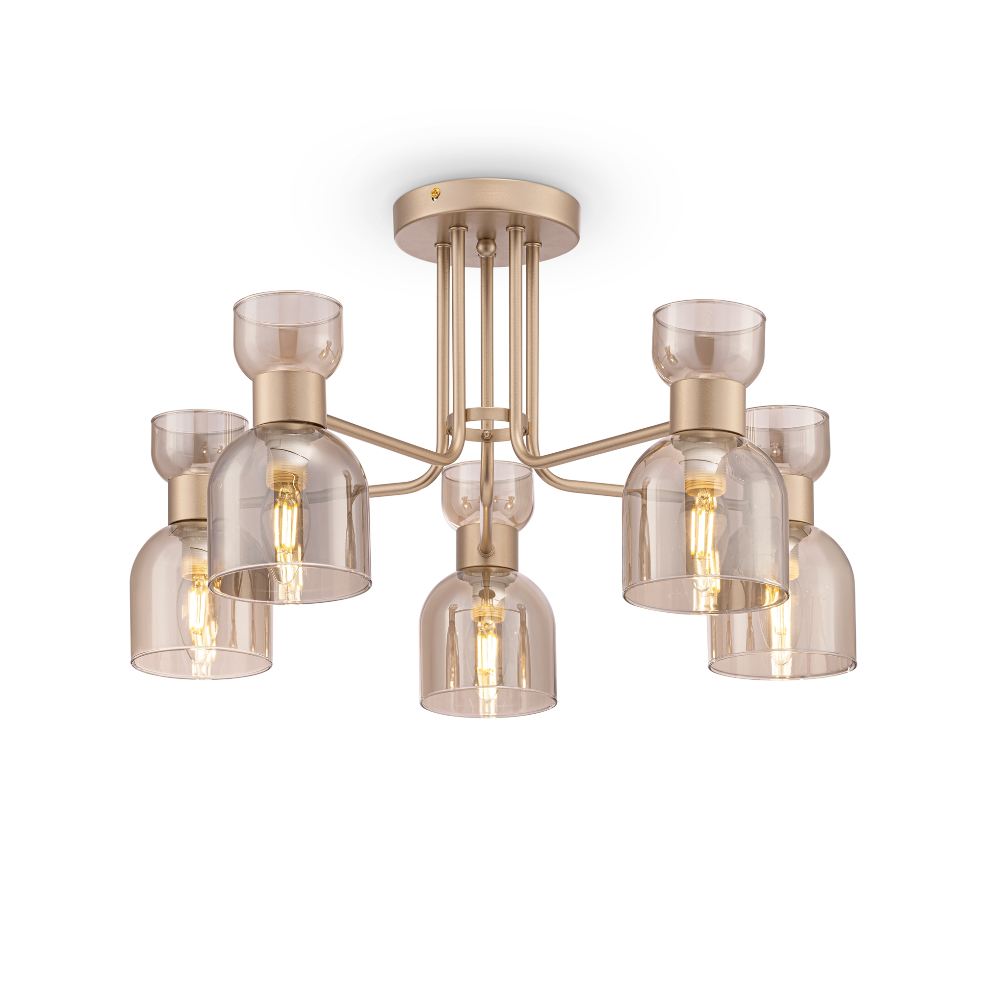 FR5094PL-05G Çilçıraq mat qızılı metal şüşə 5X40Vt 33/D58sm İSLA