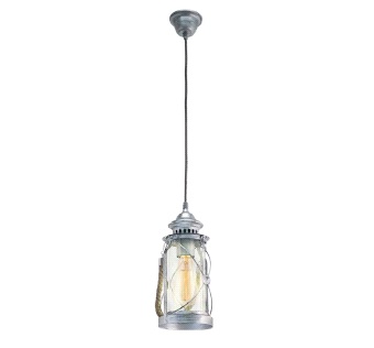 49214 Təkli asqı lampa polad şüşə gümüşü 1X60W(E27) BRADFORD'