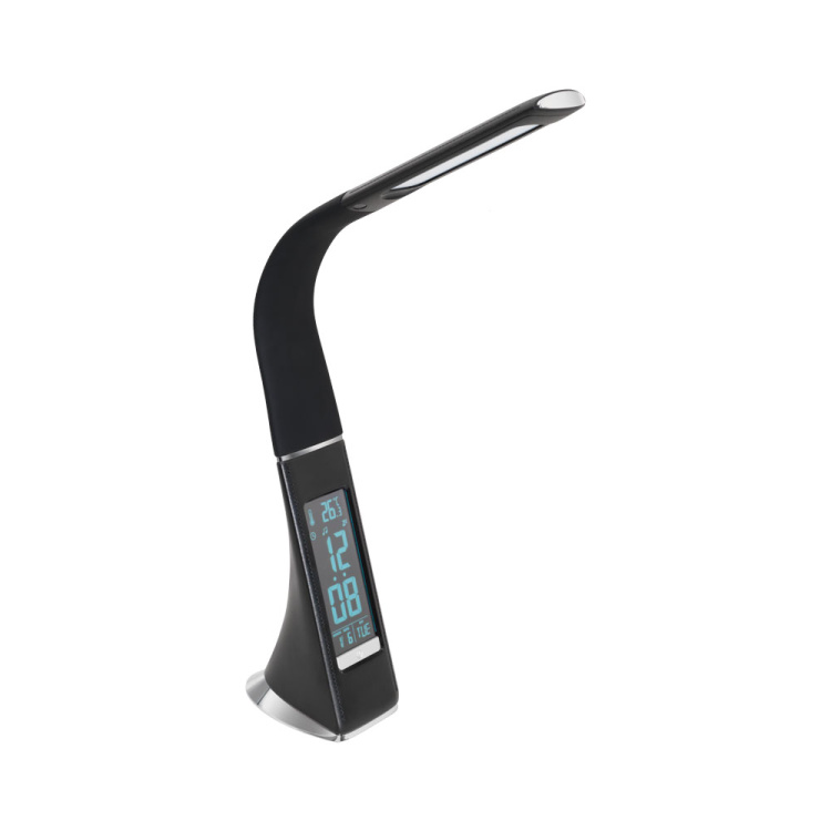 97914 Stolüstü lampa saatlı plastik qara 3,2W (LED) , L70, B100, H510 COGNOLI