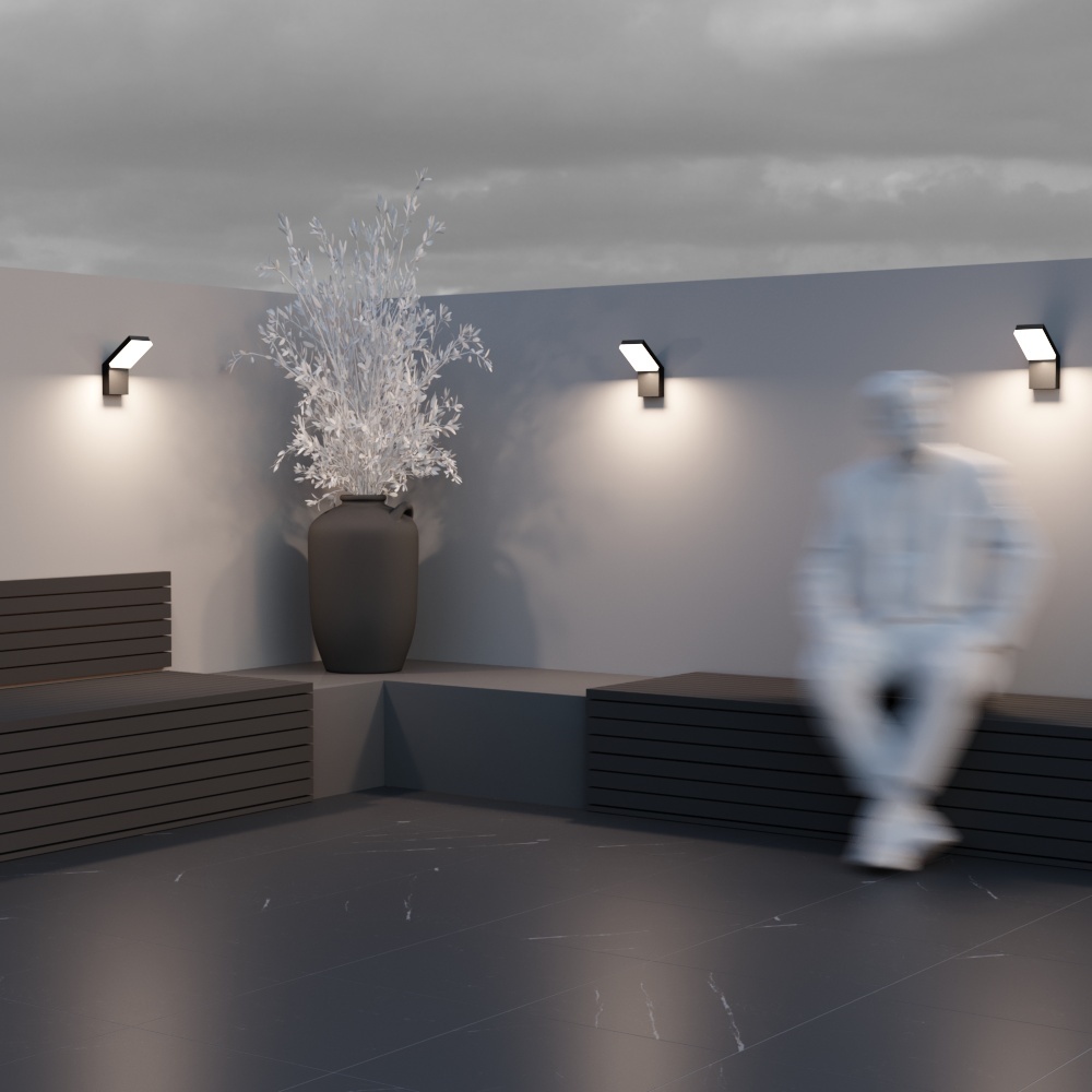 O595WL-L12B3K Çöl divar işığı qara alüminium ağ polimer 1X12Vt 27/22/10sm PASO