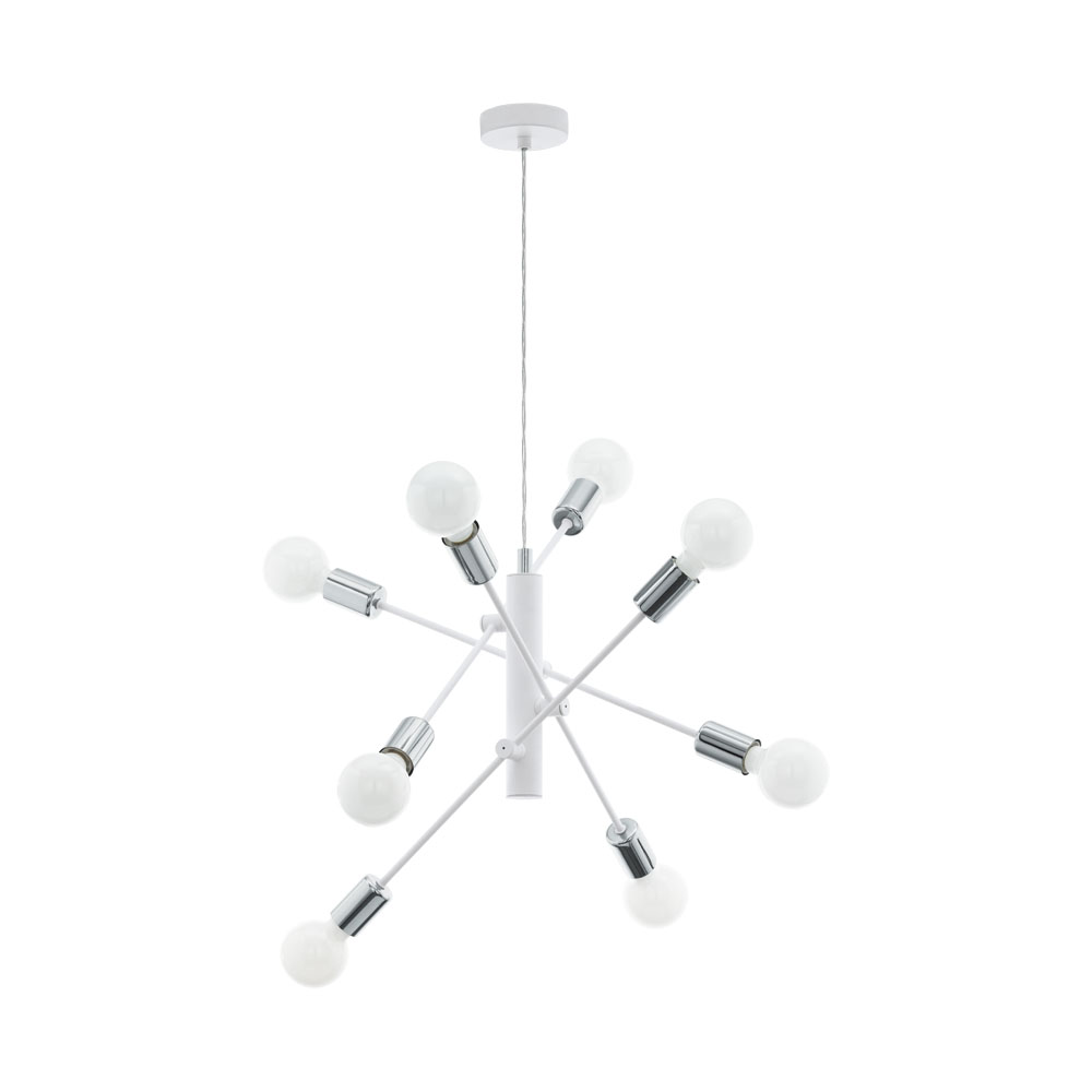 98017 Çilçıraq polad ağ xrom 8X60W (E27) , Ø710, H1100 GRADOLI