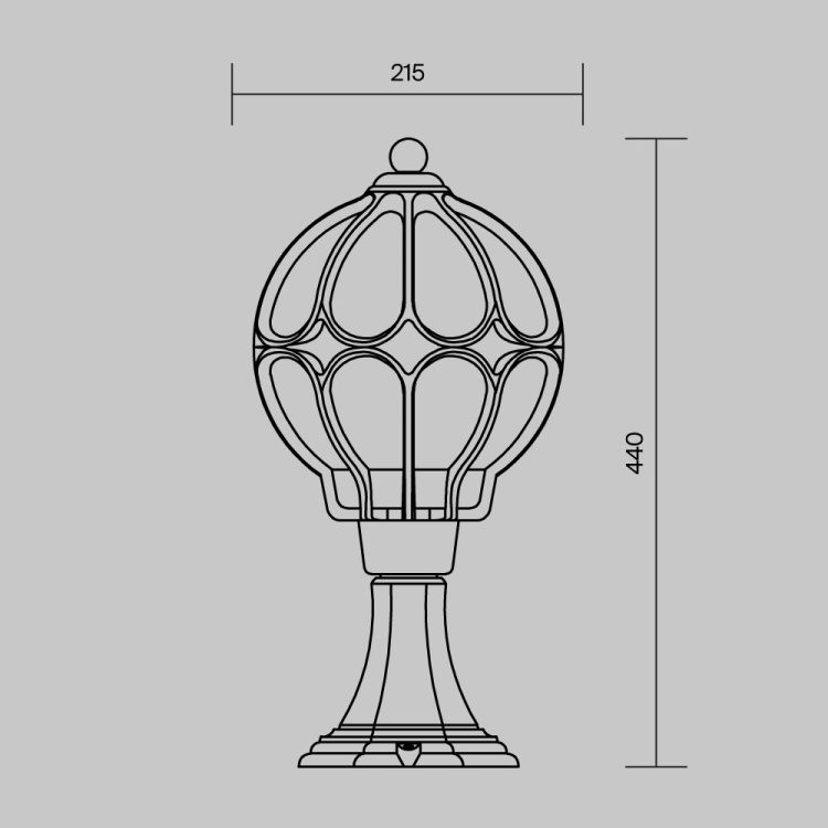 O024FL-01G Çöl yer lampası qızıl ləkəli qara alüminium 1X60Vt 46/D23sm VİA