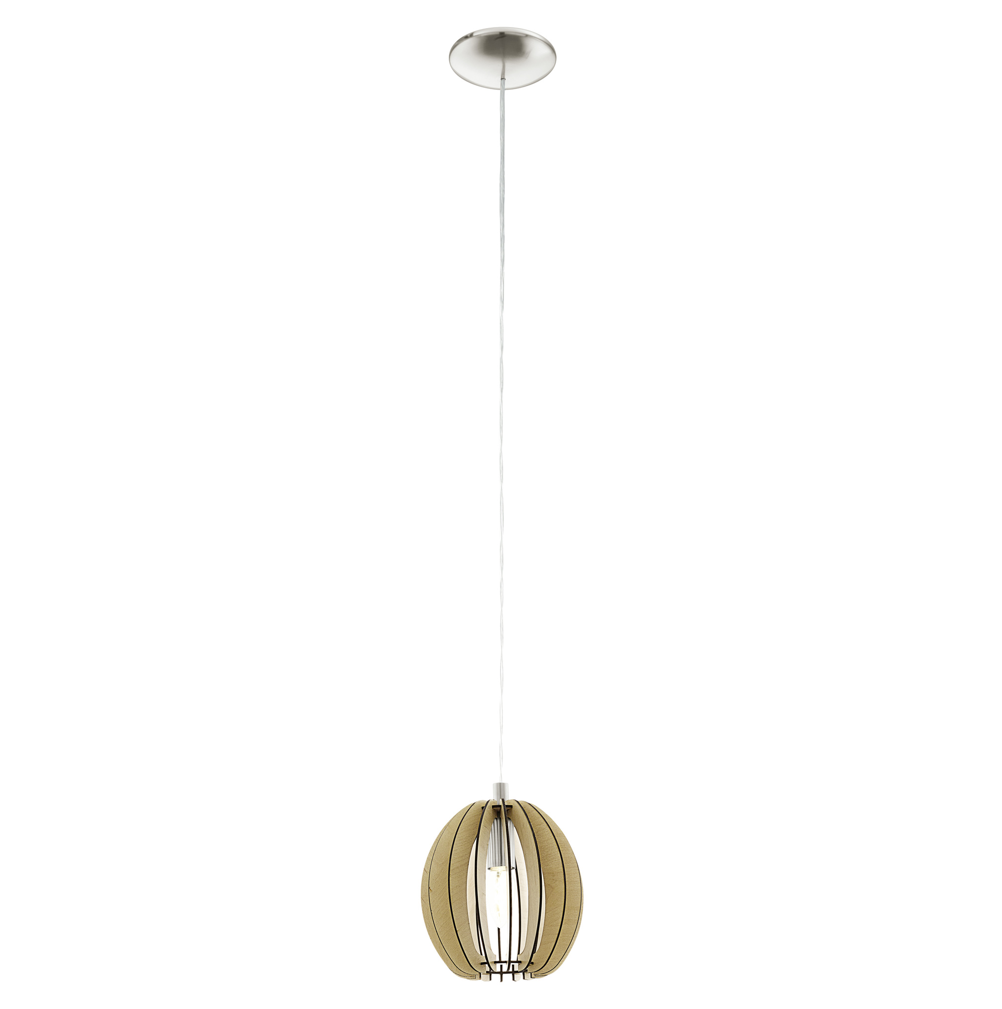 94768 Təkli asqı lampa mat nikel polad taxta 60W 110sm COSSANO