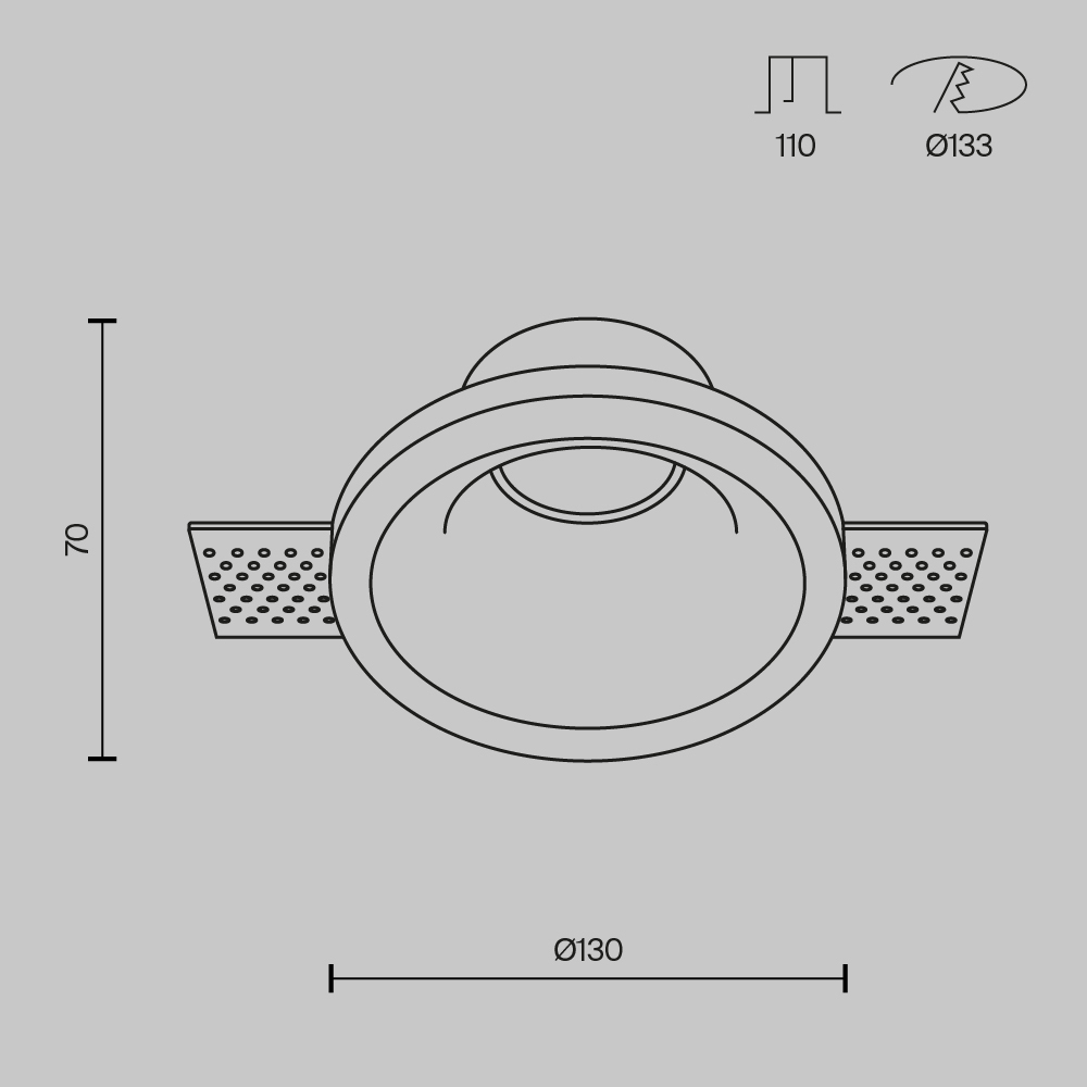 DL002-1-01W Spot ağ alçı 1X12Vt 130/117mm Gyps Modern