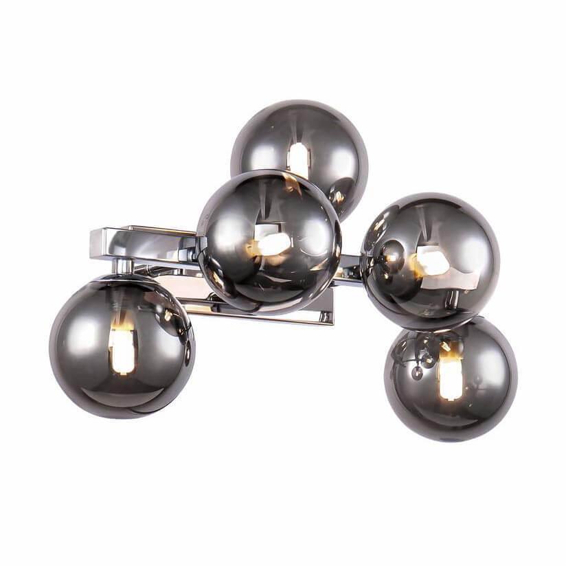 MOD547WL-05CH Divar işığı xrom metal dumanlı şüşə 5X28Vt 24/23/32sm DALLAS