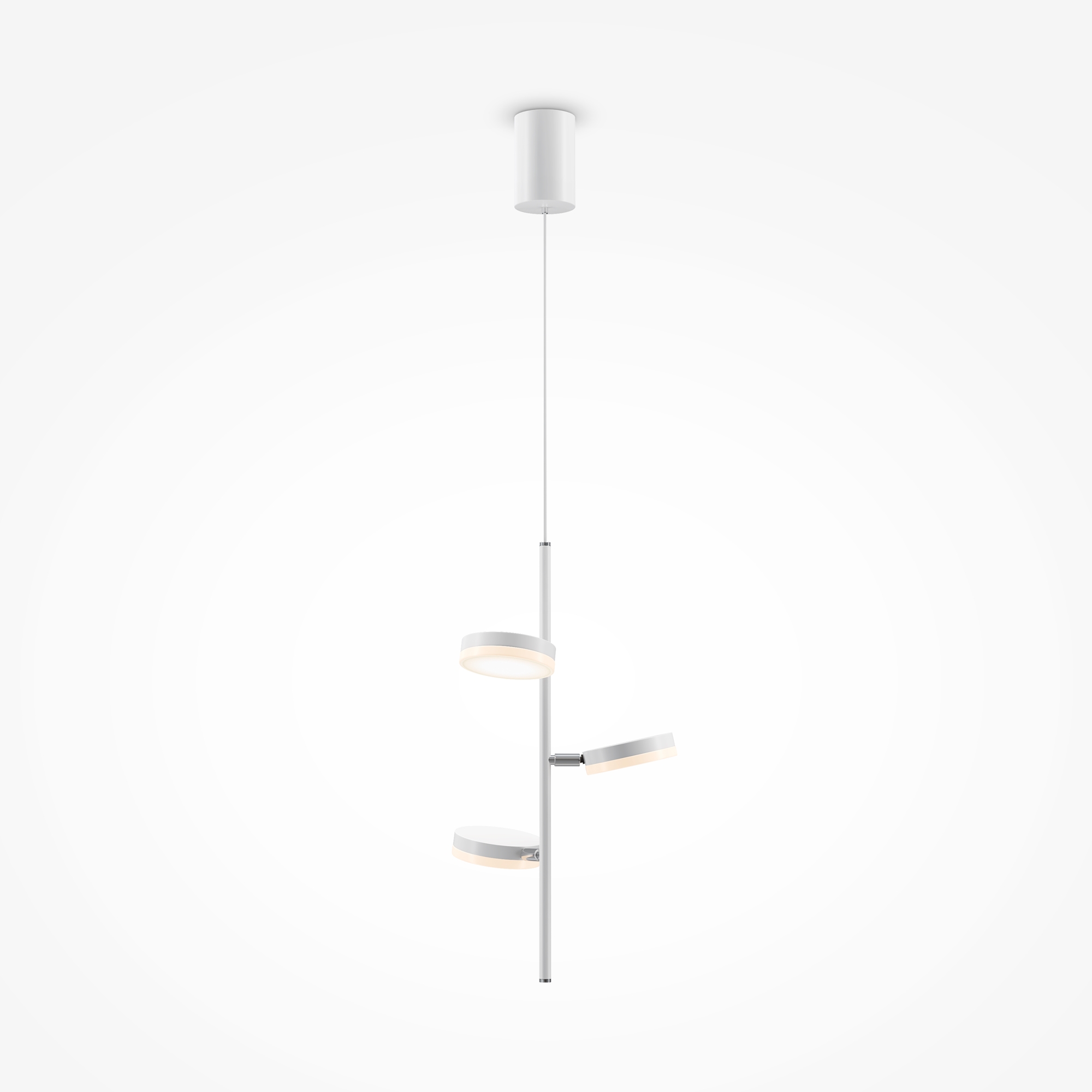 MOD070PL-L18W3K Çilçıraq ağ metal ağ akril 3x6W 150cm FAD