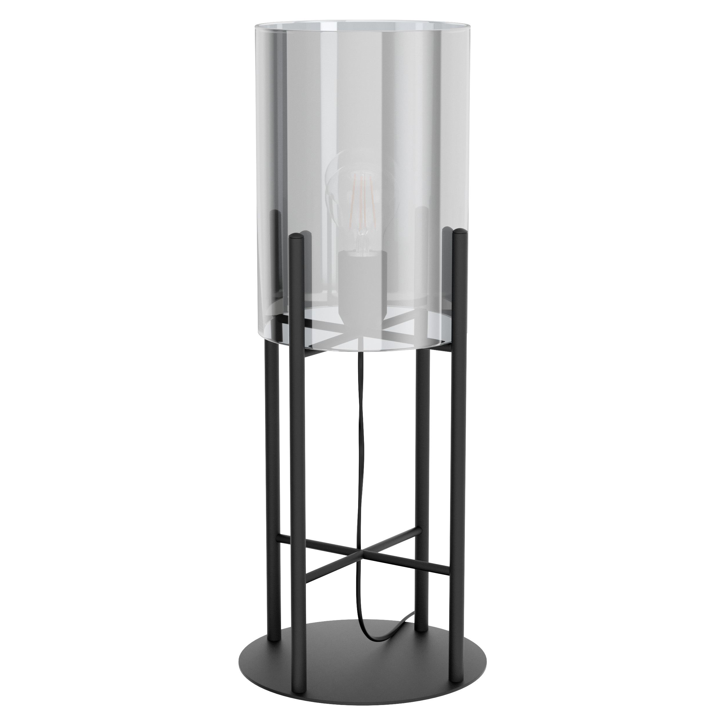 43144 Stolüstü lampa qara polad qara şəffaf şüşə 1X60W 56/D22sm GLASTONBURY