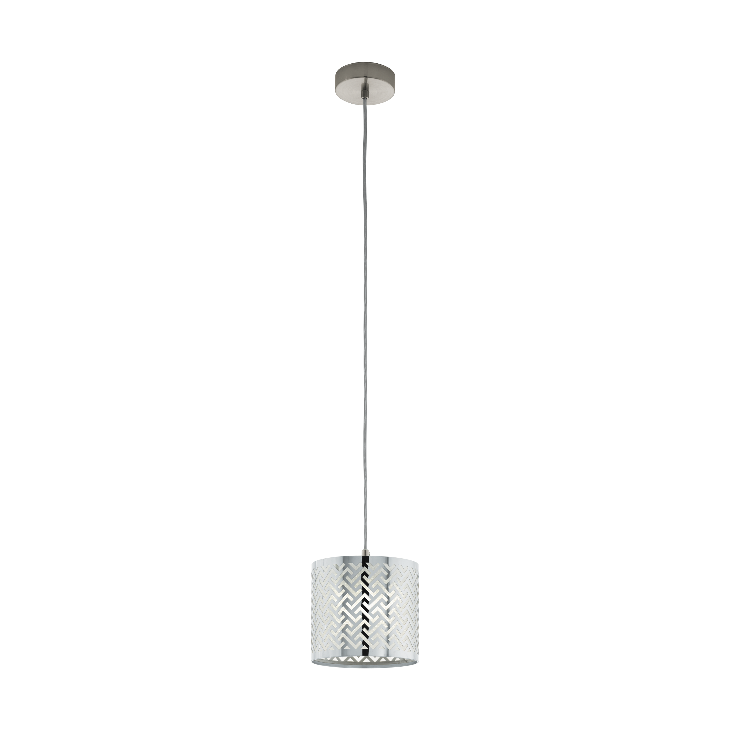 49164 Təkli asqı lampa nikel metal şəffaf plastik 60W 110sm LEAMINGTON
