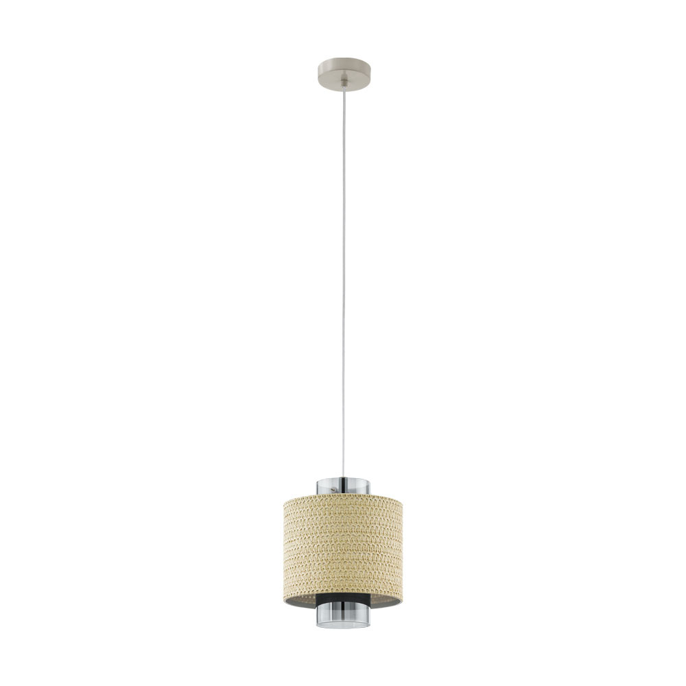 43393 Təkli asqı lampa bej polad şəffaf şüşə 1X40W 110/D23sm MEDIOUNA