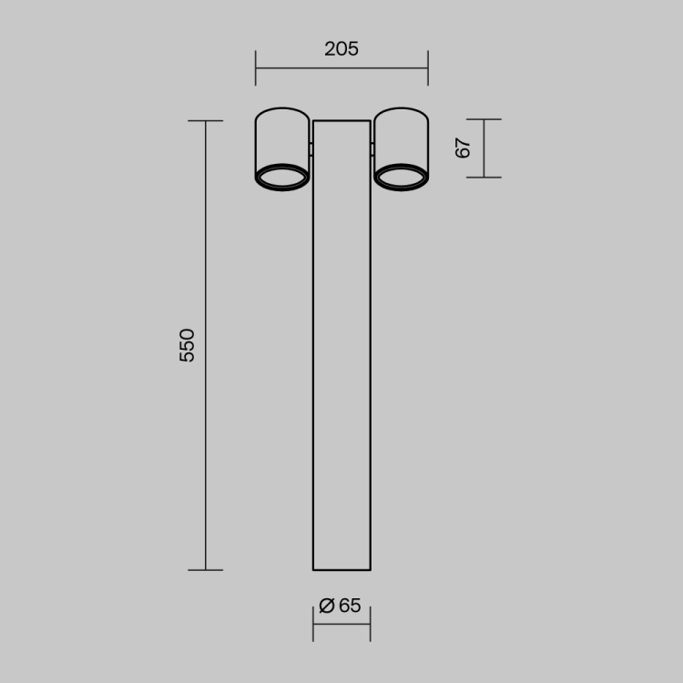 O010FL-02B Çöl işıq dirəyi qara alüminium 2X50Vt 55/20.5sm WALL STREET