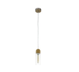 96944 Təkli asqı lampa metal şəffaf şüşə 1X4W (E27) , Ø100, H1500 ZACHARO 1