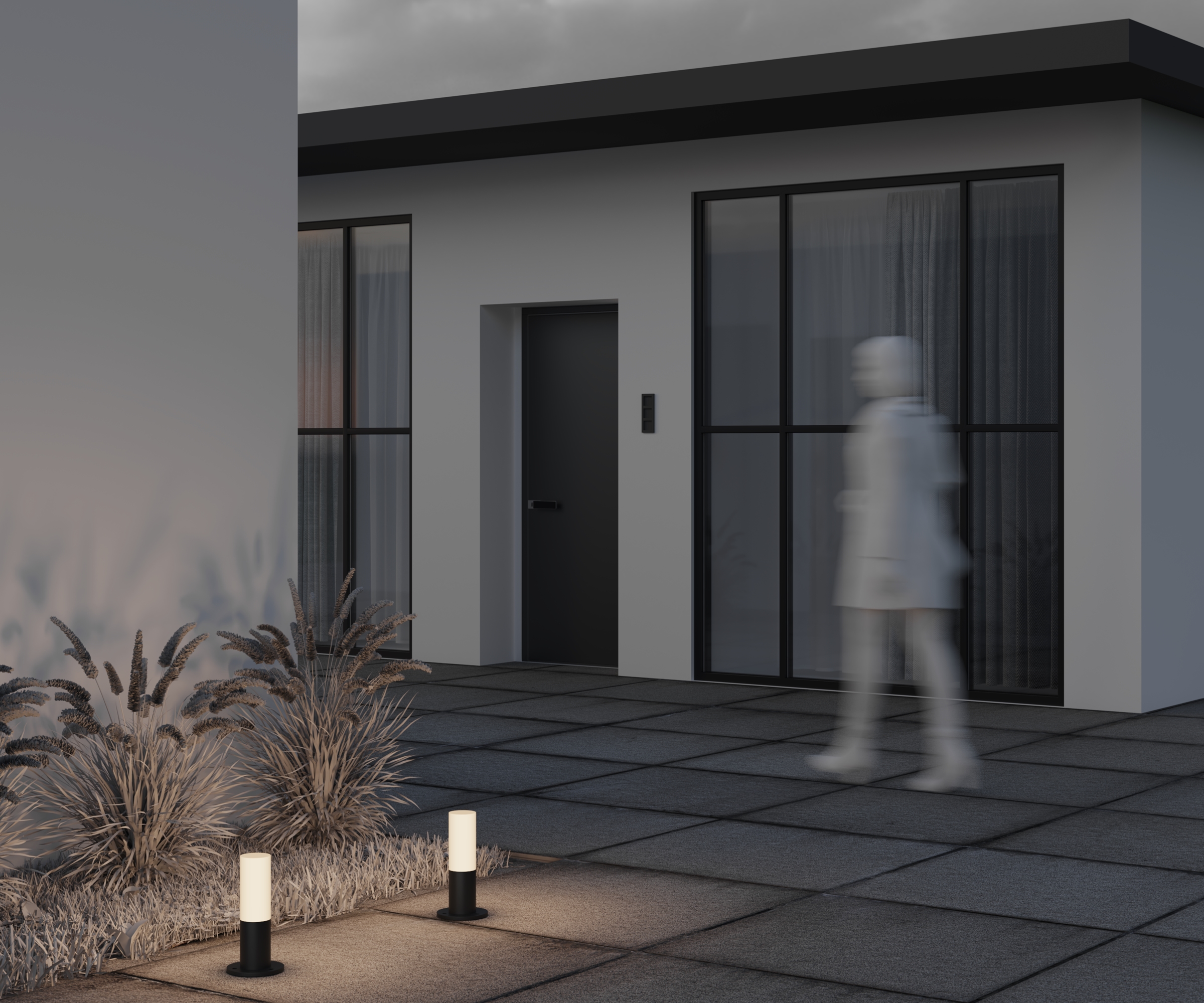 O418FL-01B Çöl yer lampası qara metal ağ polimer 1X60Vt 30/13/13sm WİLLİS