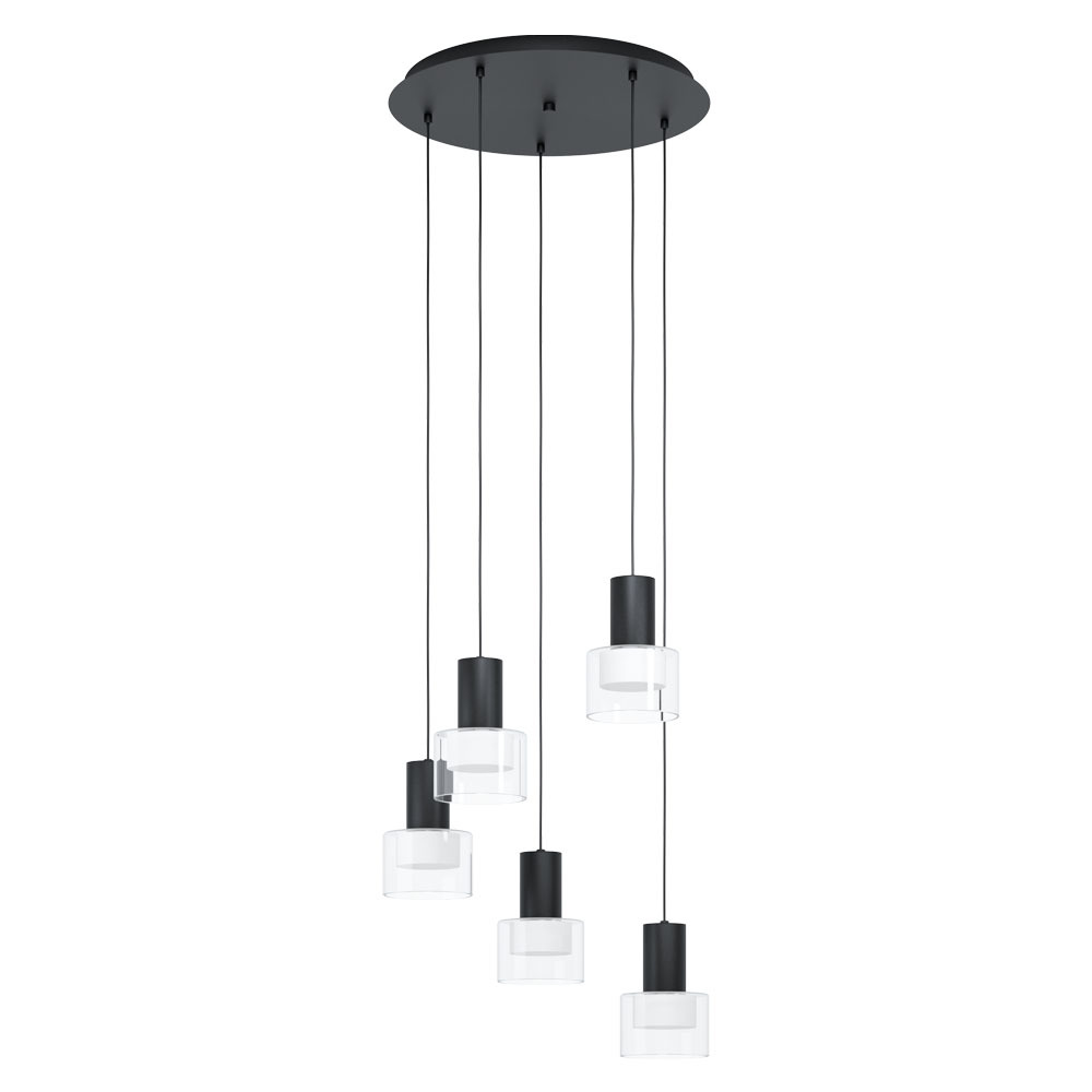 39727 Çilçıraq qara polad şəffaf şüşə 5X4,6W 150sm MOLINEROS