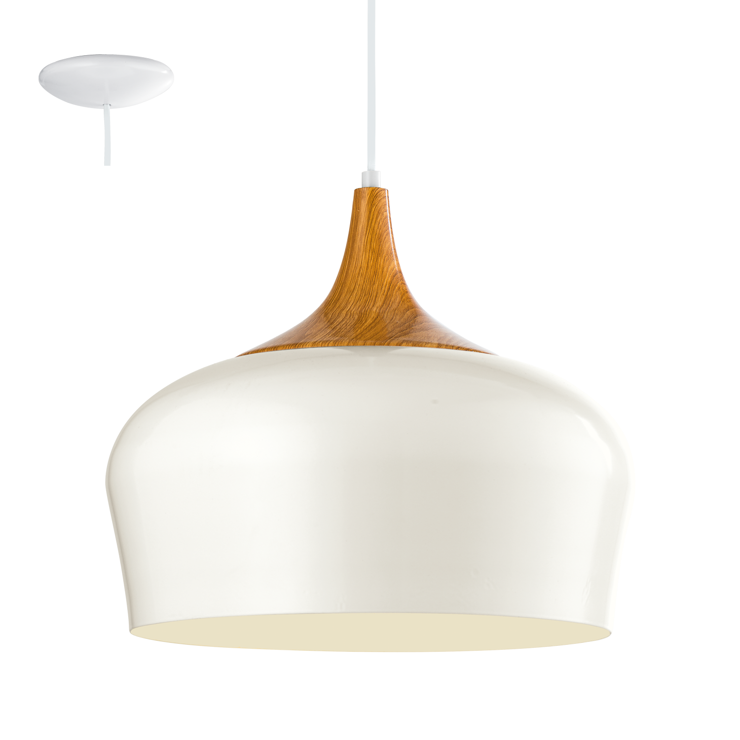 95383 Təkli asqı lampa latun ağ palıd 1X60W (E27) OBREGON
