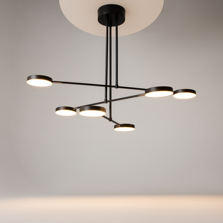 MOD070PL-L38B3K Çilçıraq qara metal ağ akril 6X6Vt 62/89/55sm FAD