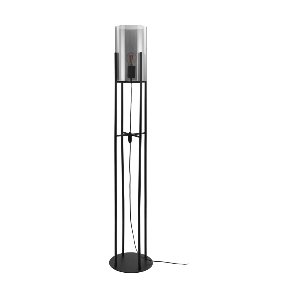 43142 Döşəmə lampası qara polad qara şəffaf şüşə 1X60W 136/D30sm GLASTONBURY
