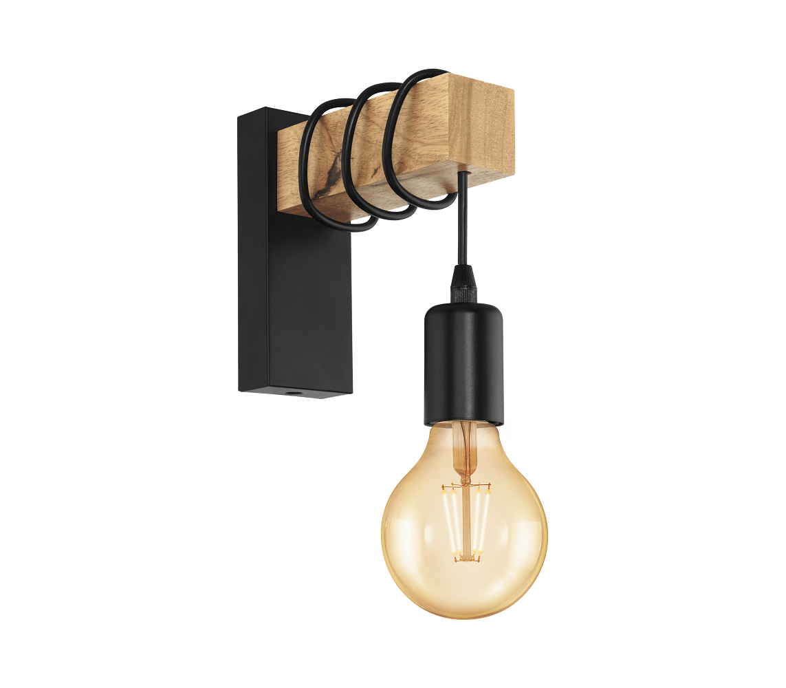 32917 Divar işığı qara polad qəhvəyi taxta 10W 215mm TOWNSHEND