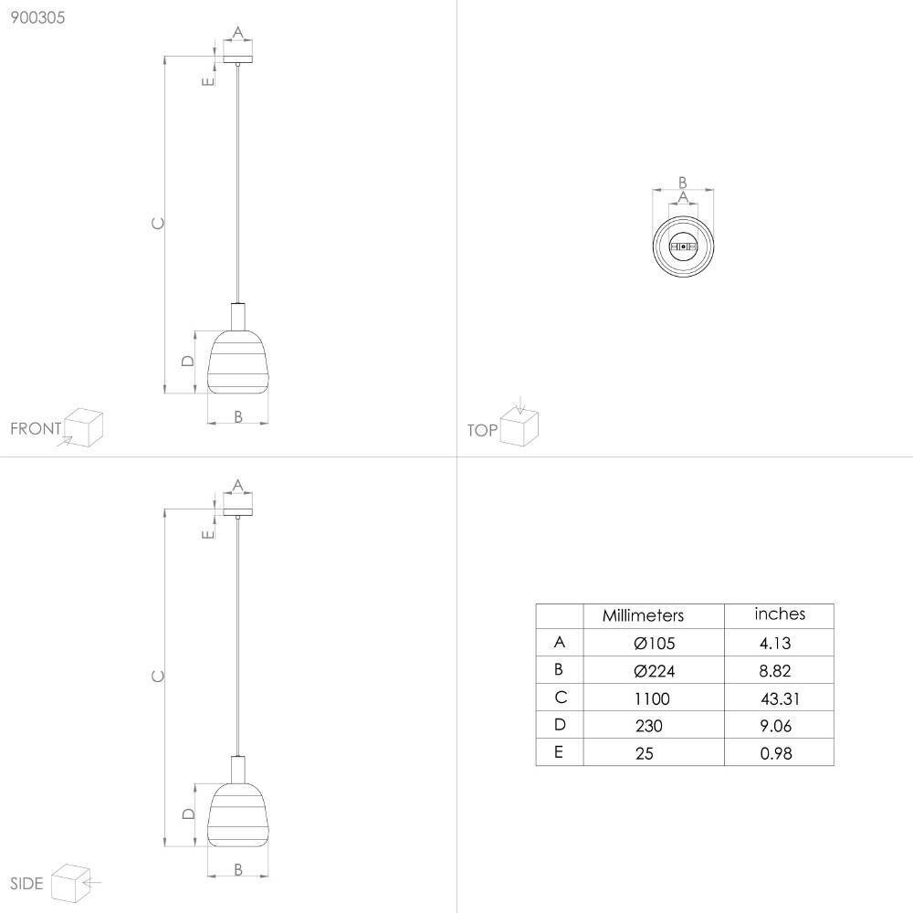 900305 Təkli asqı lampa