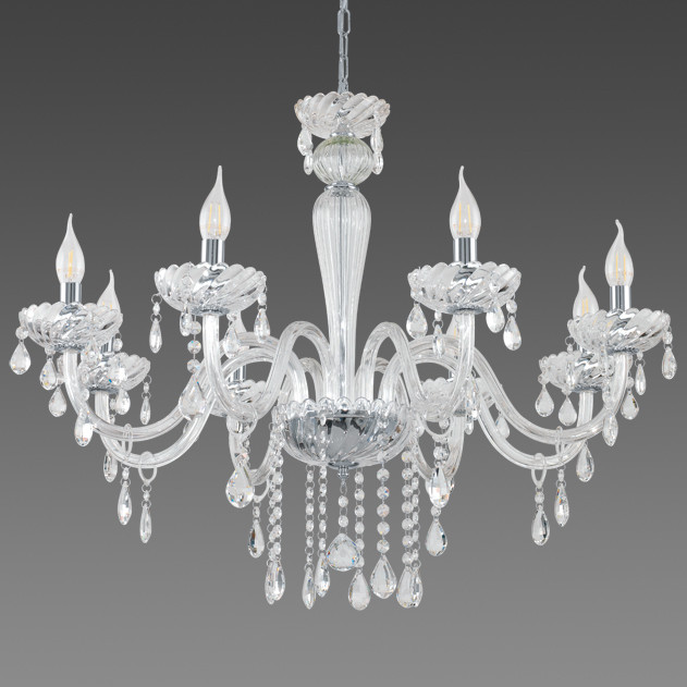 39108 Çilçıraq şəffaf şüşə 8X40W 126sm PAULARO