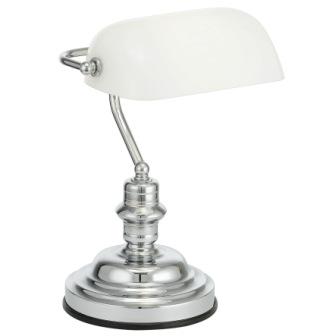 90968 Stolüstü lampa metal xrom mat şüşə 1X60Vt 39/28 BANKER